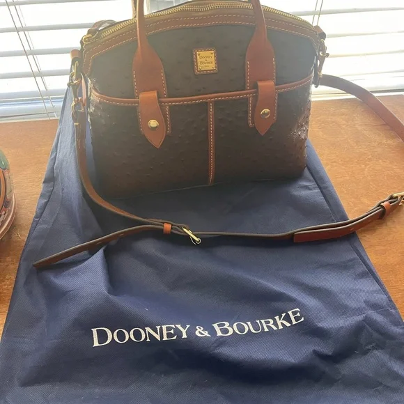 Dooney & Bourke Brown Ostrich Domed Satchel - Picture 4 of 4